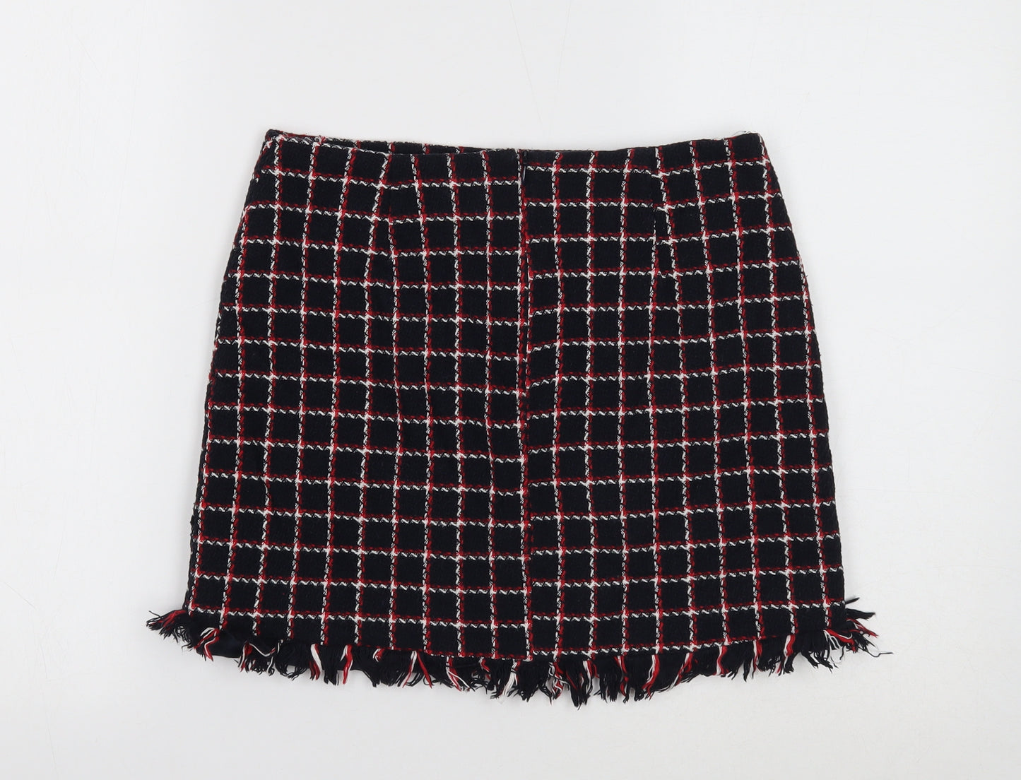 Zara Womens Blue Geometric Polyester A-Line Skirt Size 8 Zip