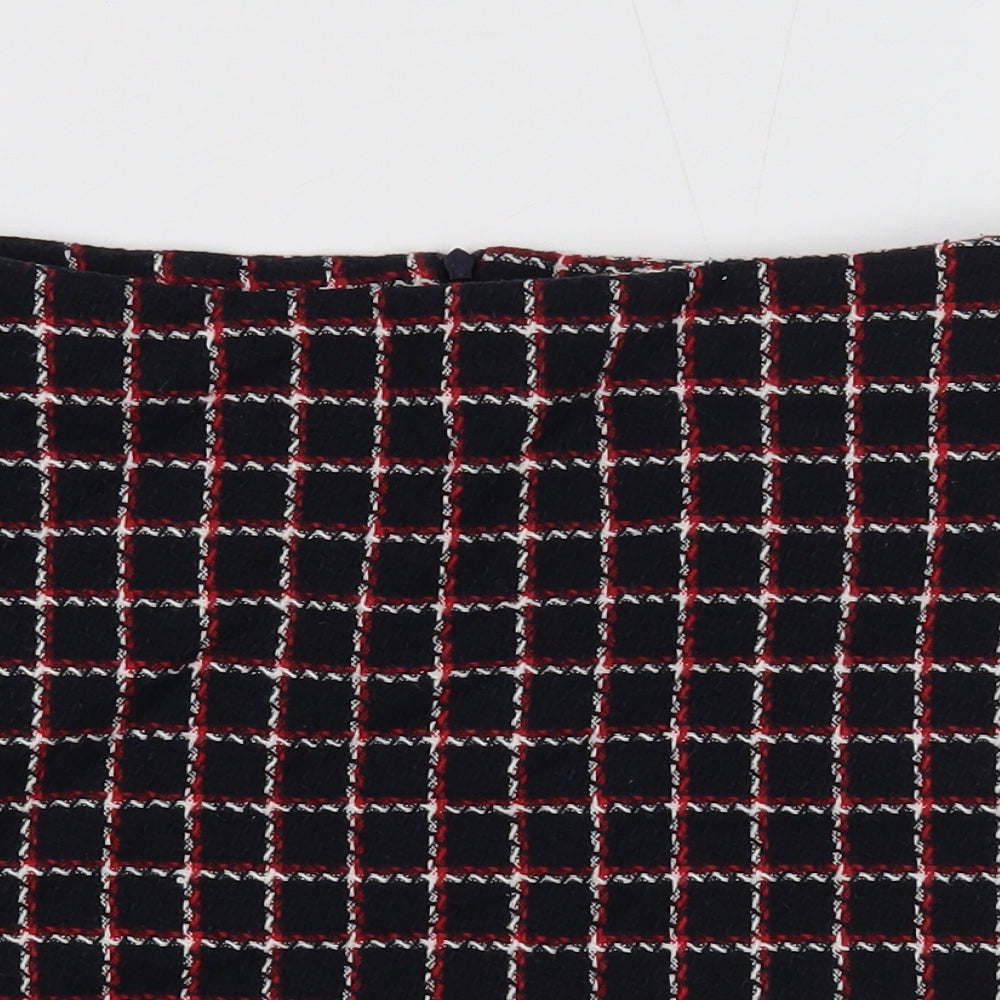 Zara Womens Blue Geometric Polyester A-Line Skirt Size 8 Zip