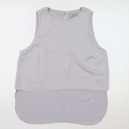 ASOS Womens Grey Polyester Basic Tank Size 14 Boat Neck