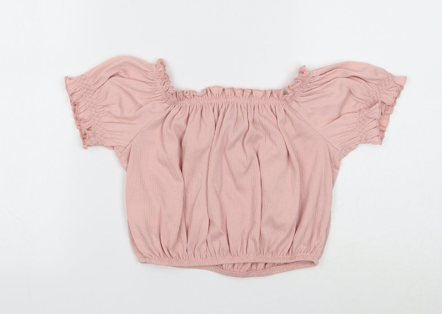 Divided Womens Pink Polyester Cropped Blouse Size S Square Neck