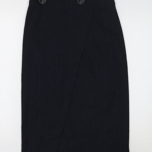 Topshop Womens Blue Geometric Polyester Straight & Pencil Skirt Size 10 Button