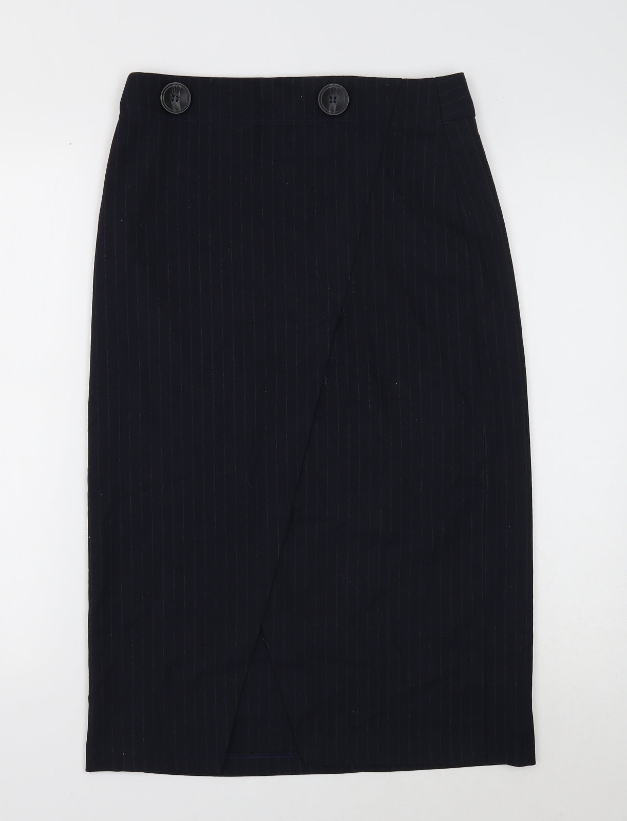 Topshop Womens Blue Geometric Polyester Straight & Pencil Skirt Size 10 Button