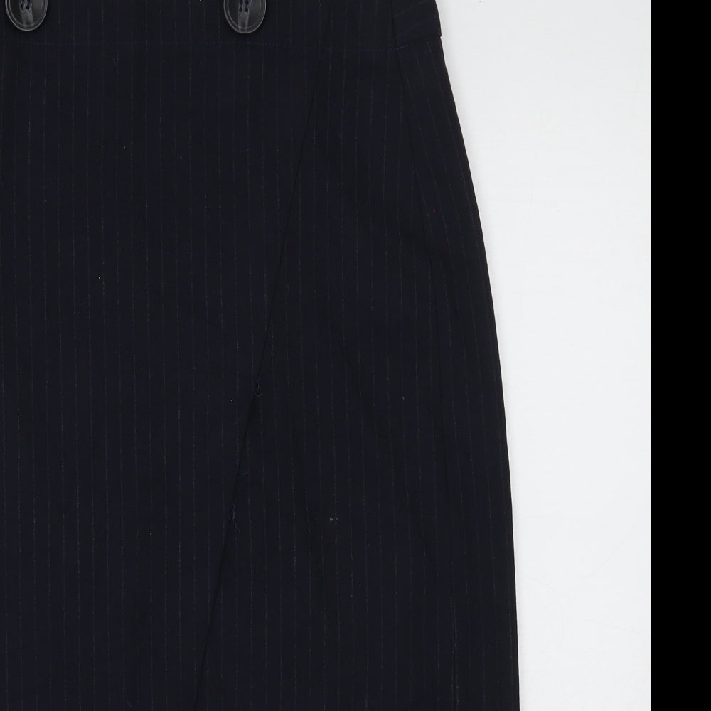 Topshop Womens Blue Geometric Polyester Straight & Pencil Skirt Size 10 Button
