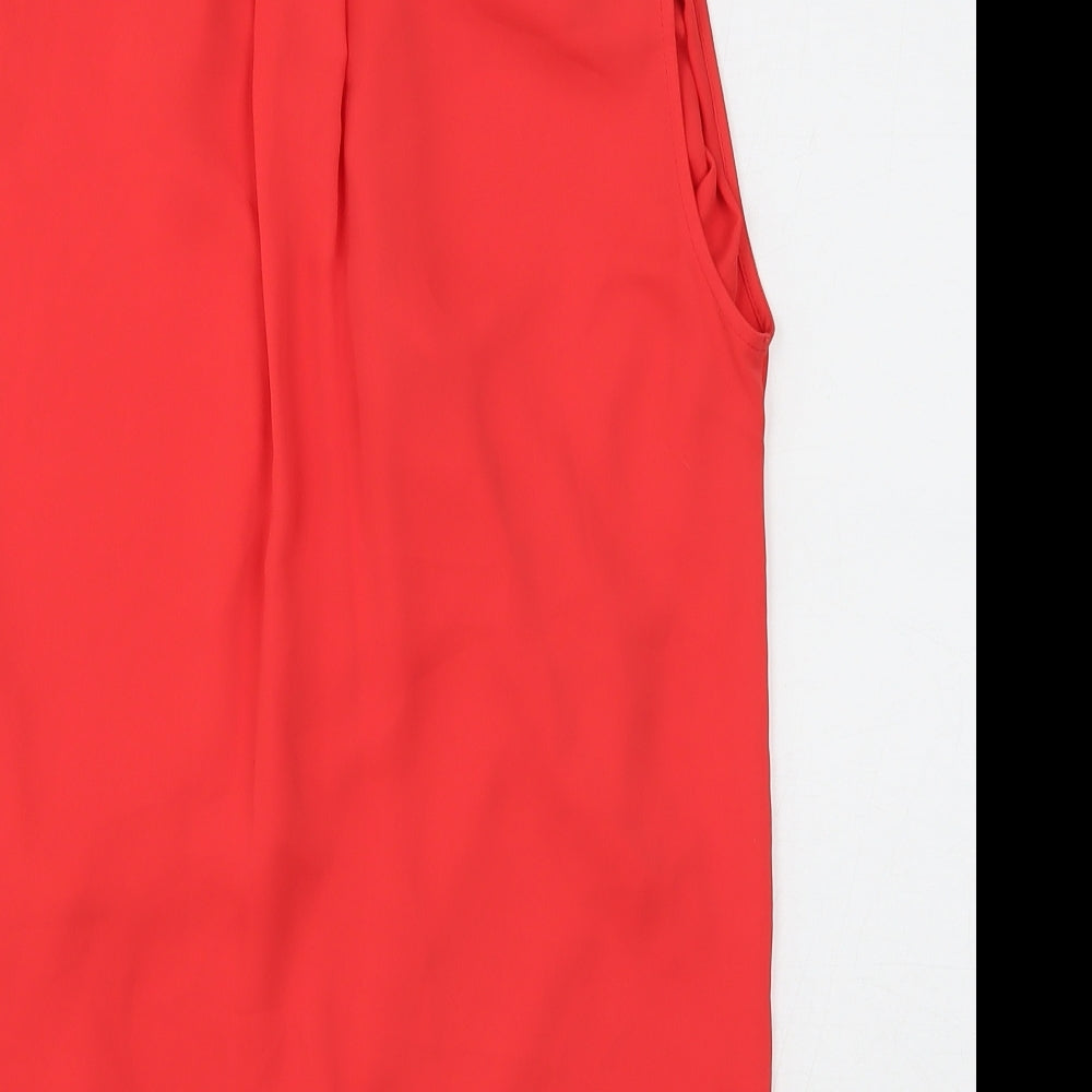 River Island Womens Red Polyester Wrap Tank Size 12 V-Neck - Faux Wrap