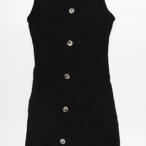 SheIn Womens Black Cotton Tank Dress Size S Scoop Neck Pullover - Ribbed