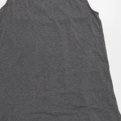 Rainbow Womens Grey Polyester Basic Tank Size 12 Scoop Neck - Flower Detail