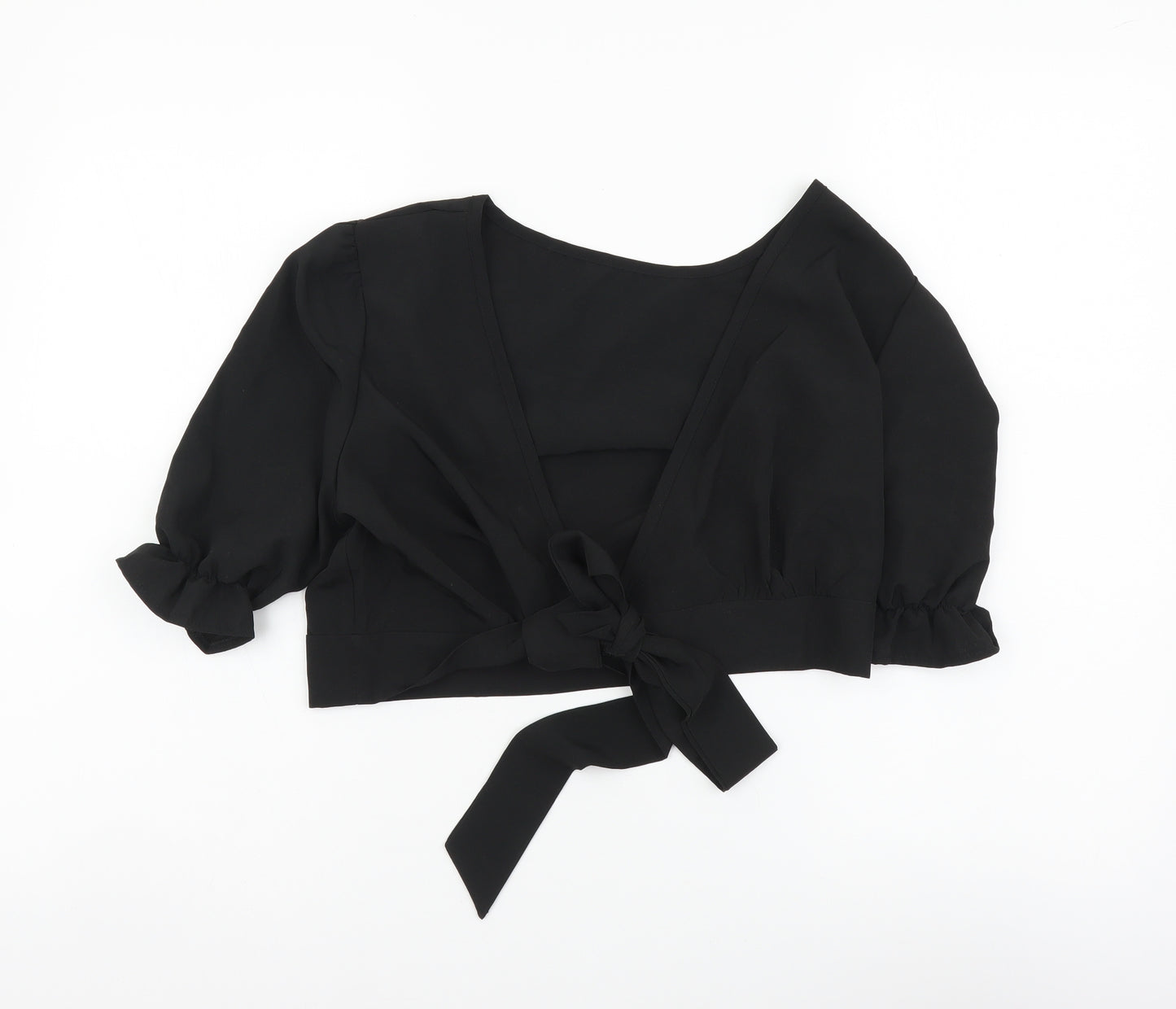 Urbanic Womens Black Polyester Wrap T-Shirt Size S V-Neck