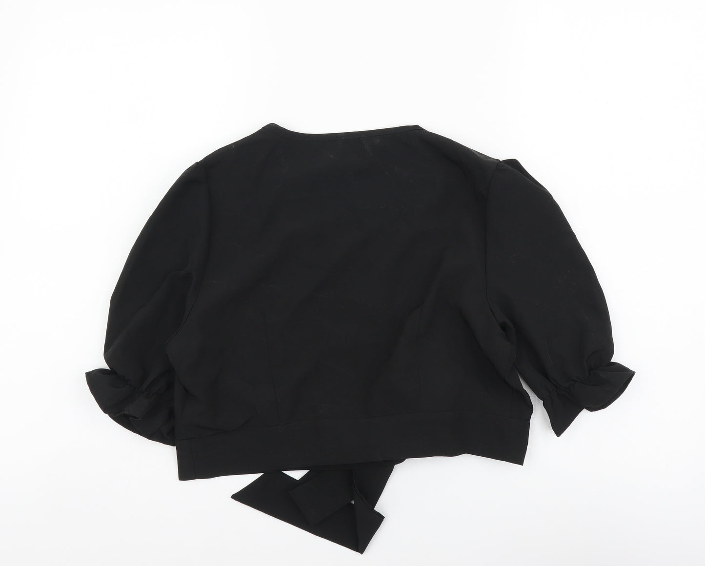 Urbanic Womens Black Polyester Wrap T-Shirt Size S V-Neck