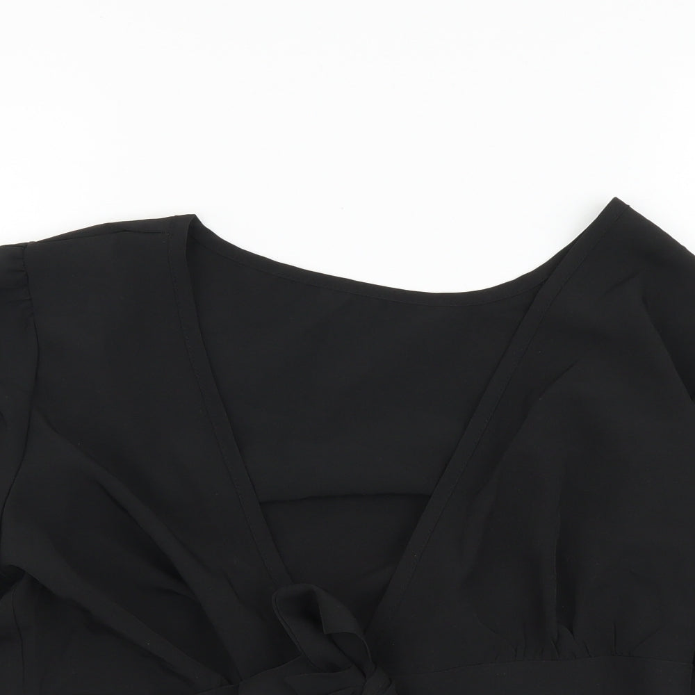 Urbanic Womens Black Polyester Wrap T-Shirt Size S V-Neck
