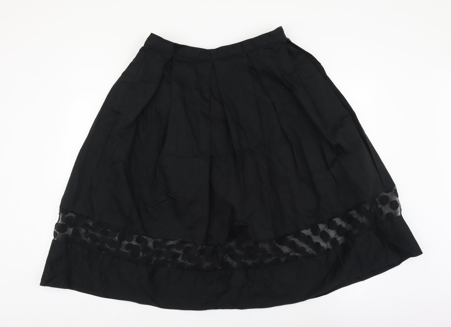 Betty Jackson Womens Black Cotton Flare Skirt Size 14 Zip