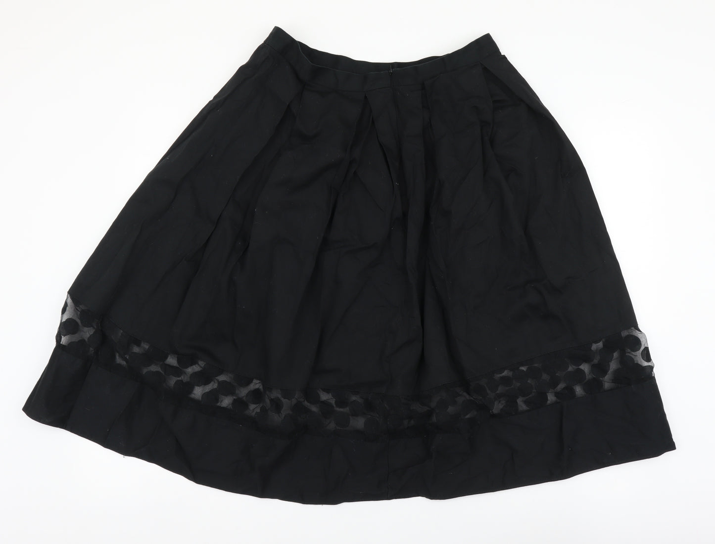 Betty Jackson Womens Black Cotton Flare Skirt Size 14 Zip