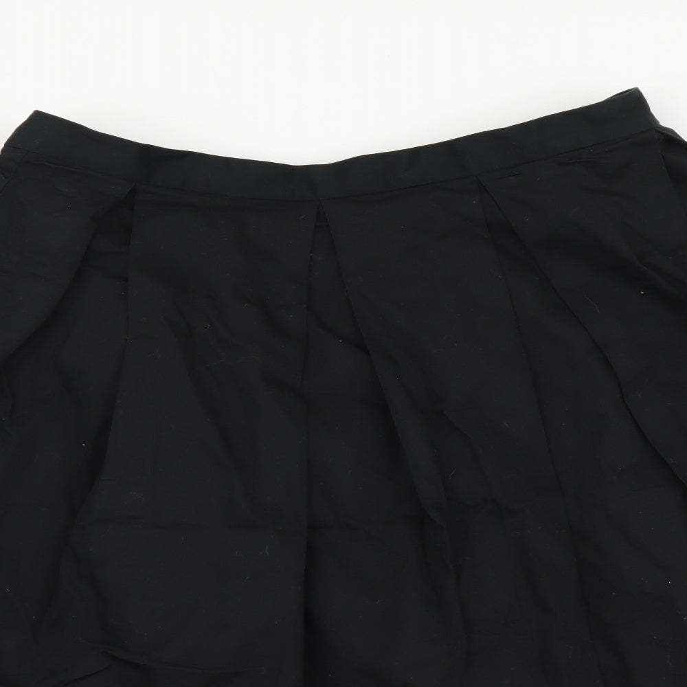 Betty Jackson Womens Black Cotton Flare Skirt Size 14 Zip
