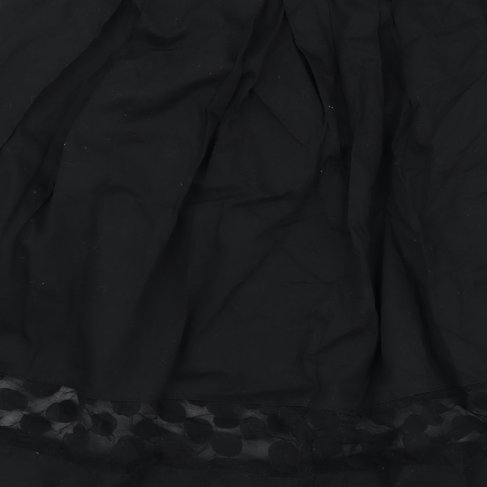 Betty Jackson Womens Black Cotton Flare Skirt Size 14 Zip