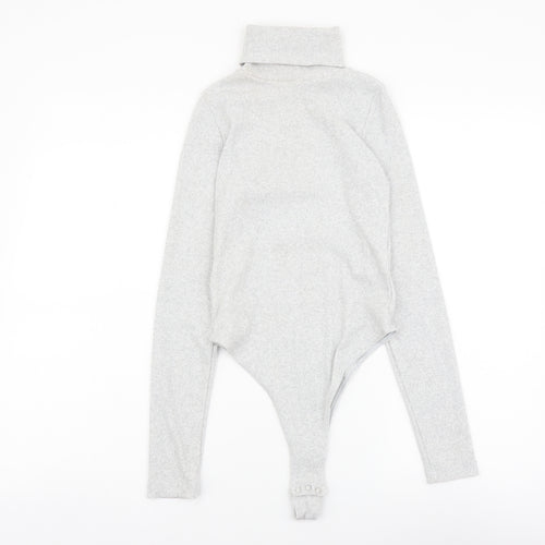 I SAW IT FIRST Womens Grey Cotton Bodysuit One-Piece Size 8 Snap