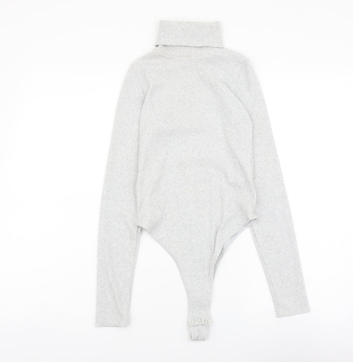 I SAW IT FIRST Womens Grey Cotton Bodysuit One-Piece Size 8 Snap