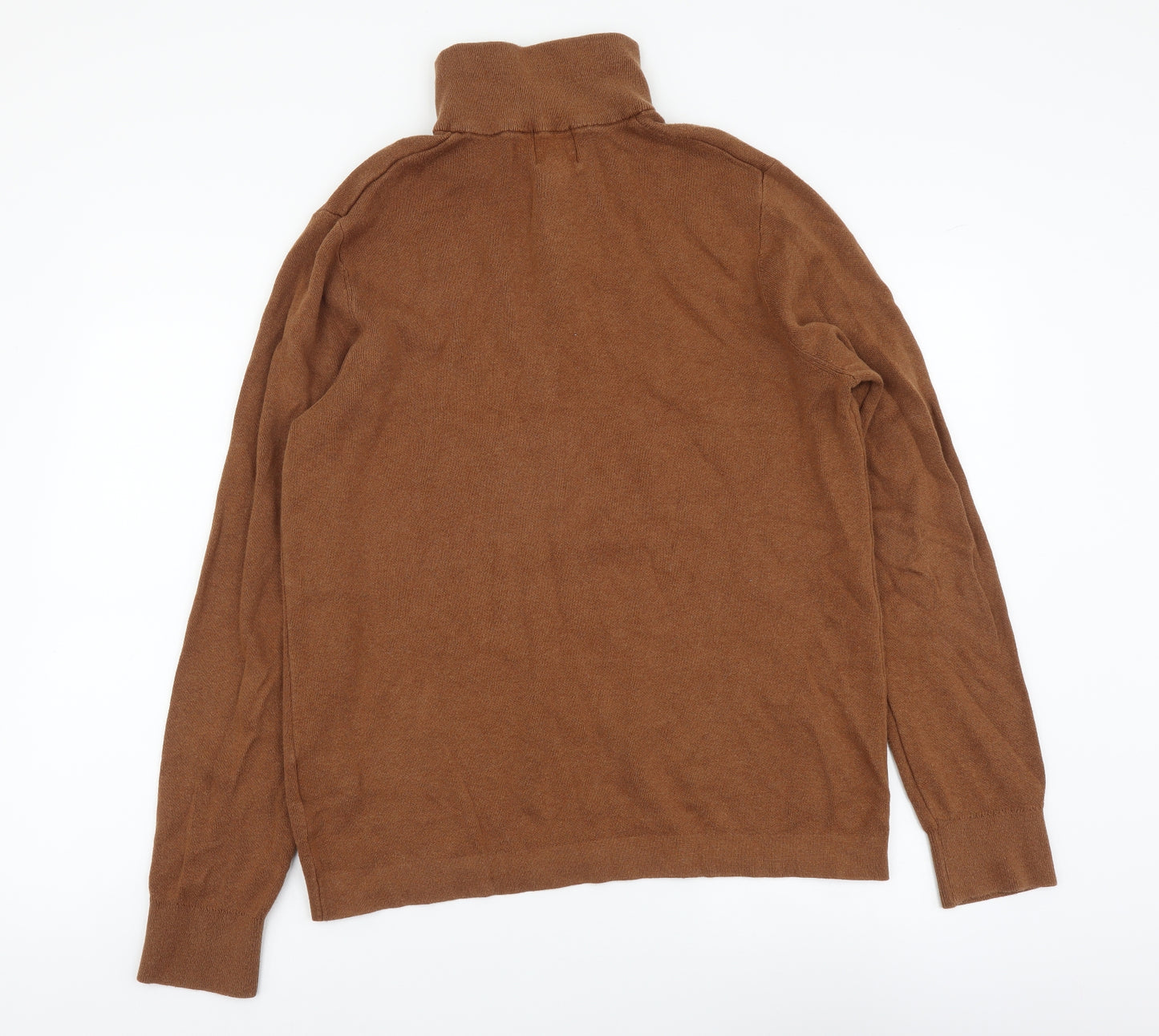 H&M Mens Brown High Neck Cotton Pullover Jumper Size M