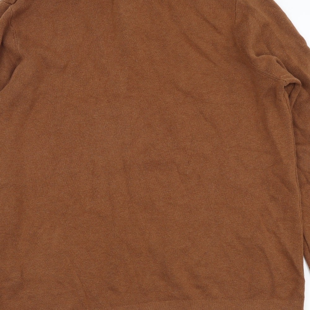 H&M Mens Brown High Neck Cotton Pullover Jumper Size M