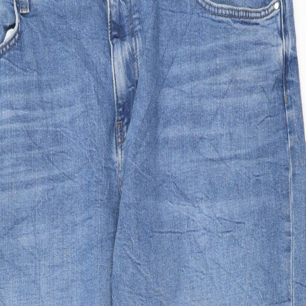 Marks and Spencer Womens Blue Cotton Boyfriend Jeans Size 20 L24 in Regular Button