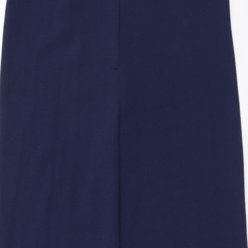 EAST Womens Blue Polyester Trousers Size 10 L30 in Regular Button
