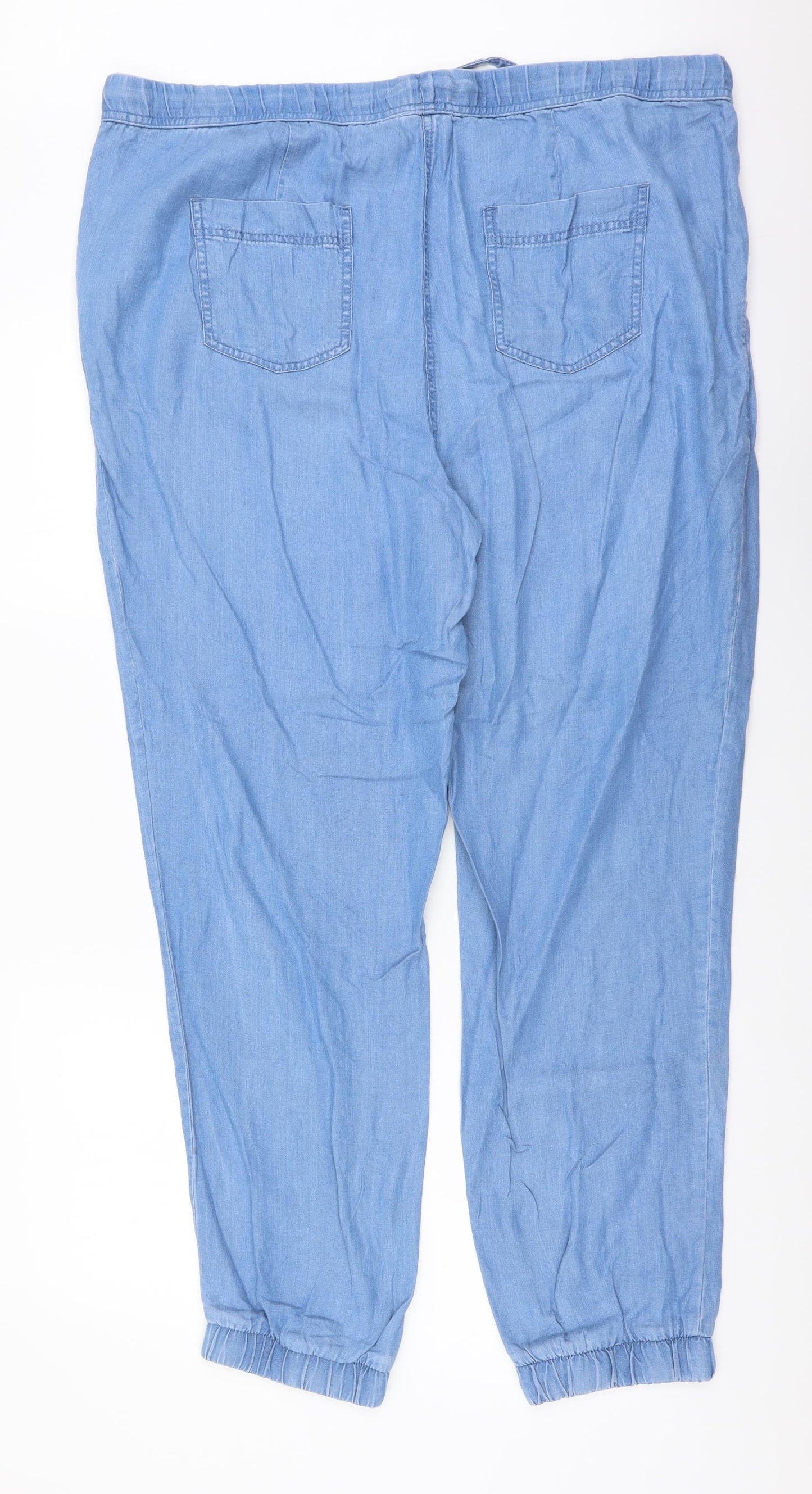 ESMARA Womens Blue Lyocell Trousers Size 18 L28 in Regular Drawstring