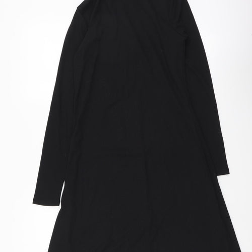 New Look Womens Black Polyester Jumper Dress Size 8 Roll Neck Pullover
