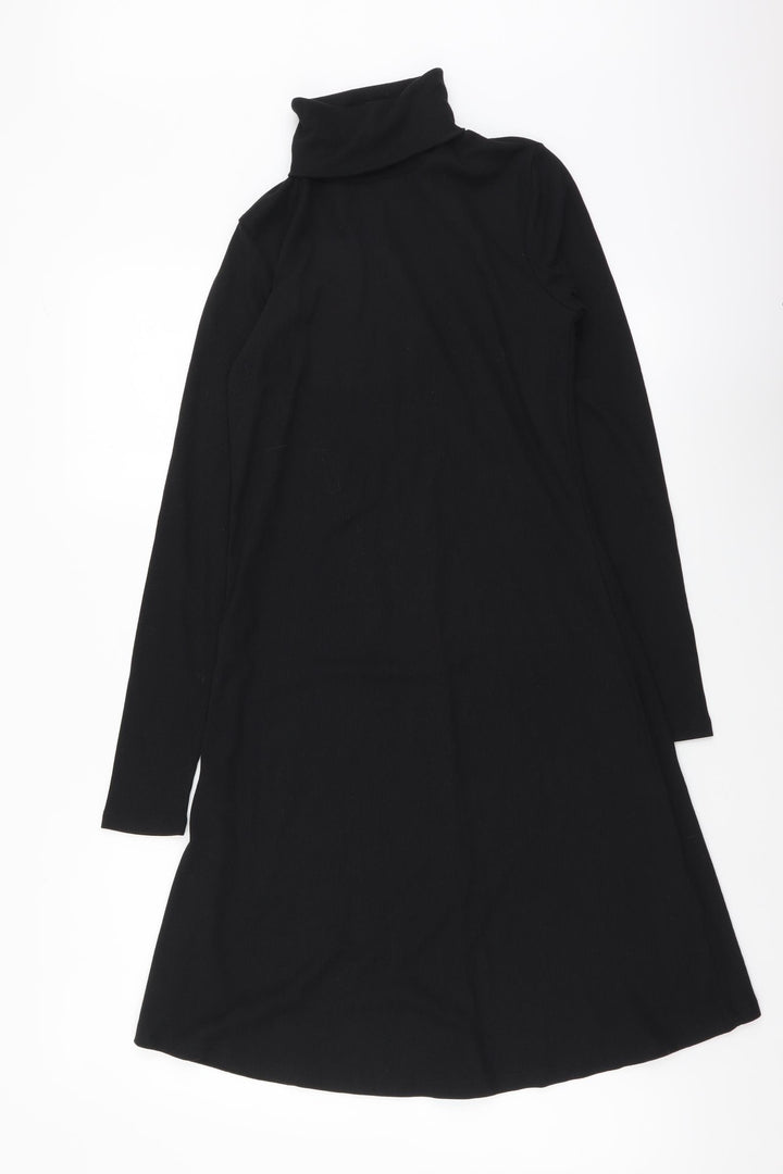 New Look Womens Black Polyester Jumper Dress Size 8 Roll Neck Pullover