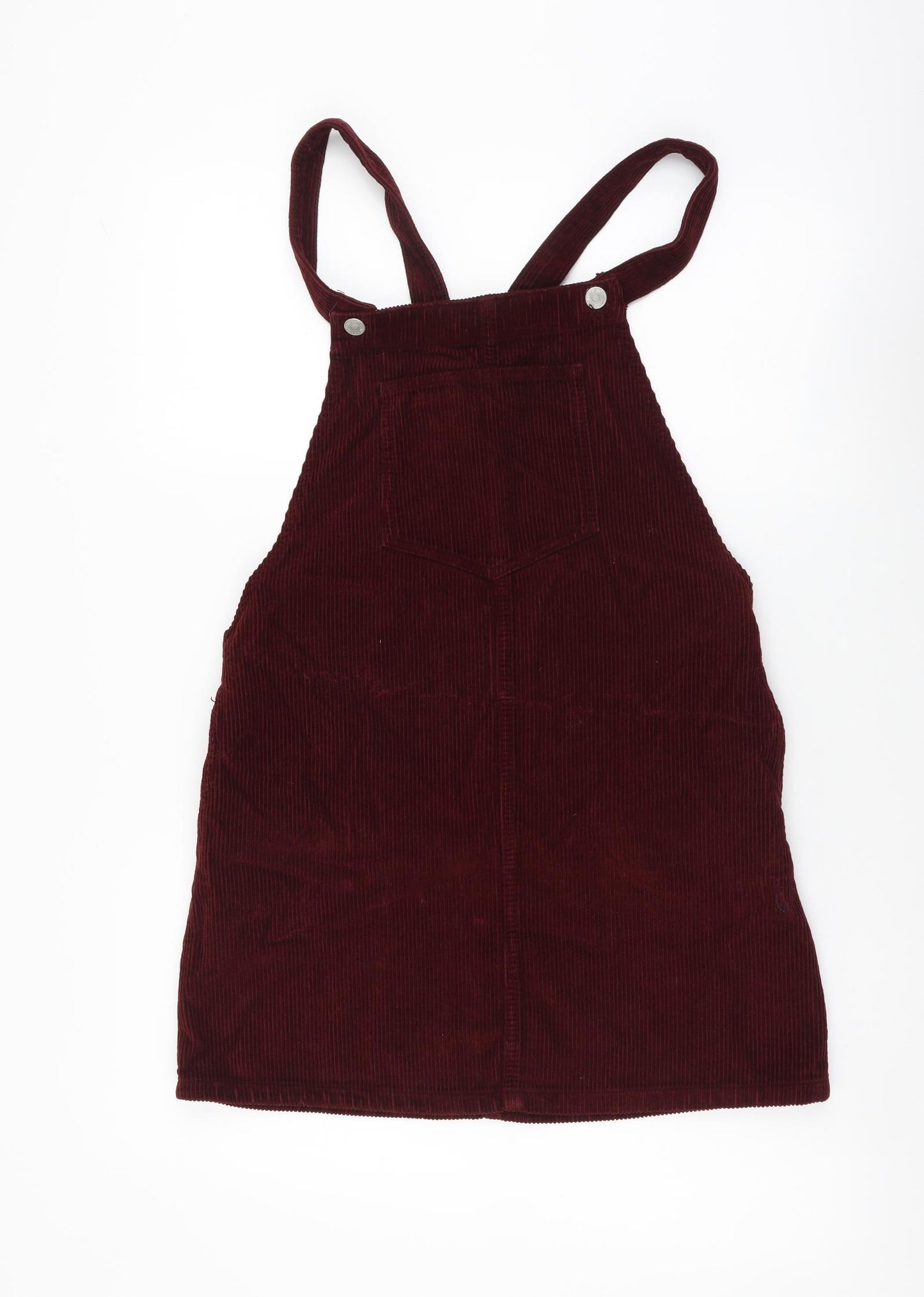 Topshop Womens Red Cotton Pinafore/Dungaree Dress Size 8 Sweetheart Button