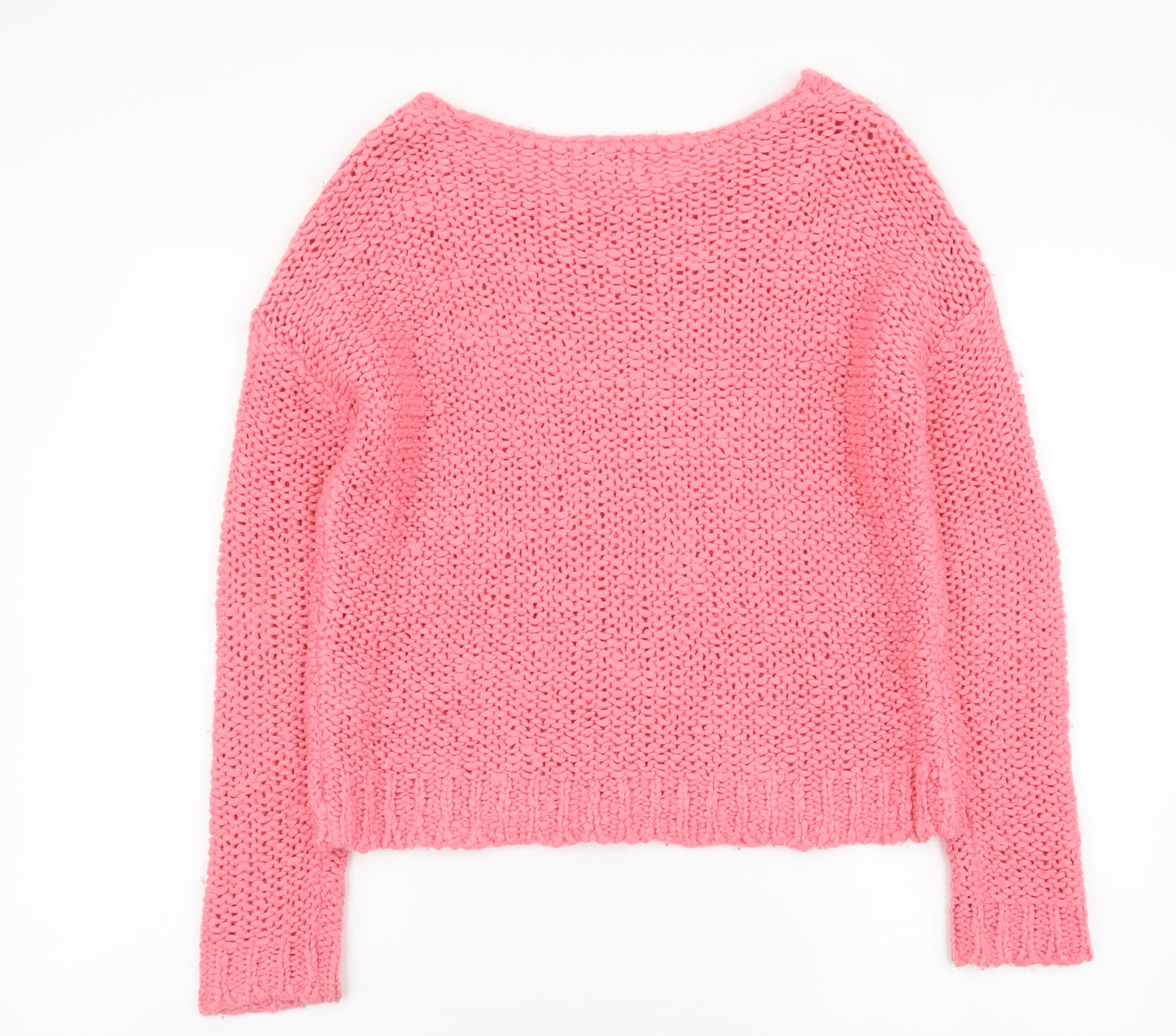 NEXT Womens Pink Scoop Neck Geometric Acrylic Pullover Jumper Size S