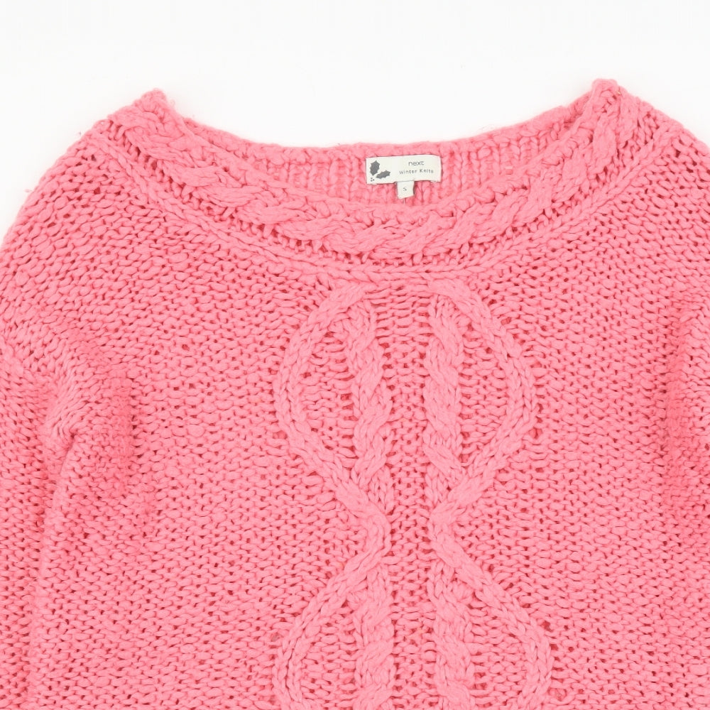 NEXT Womens Pink Scoop Neck Geometric Acrylic Pullover Jumper Size S