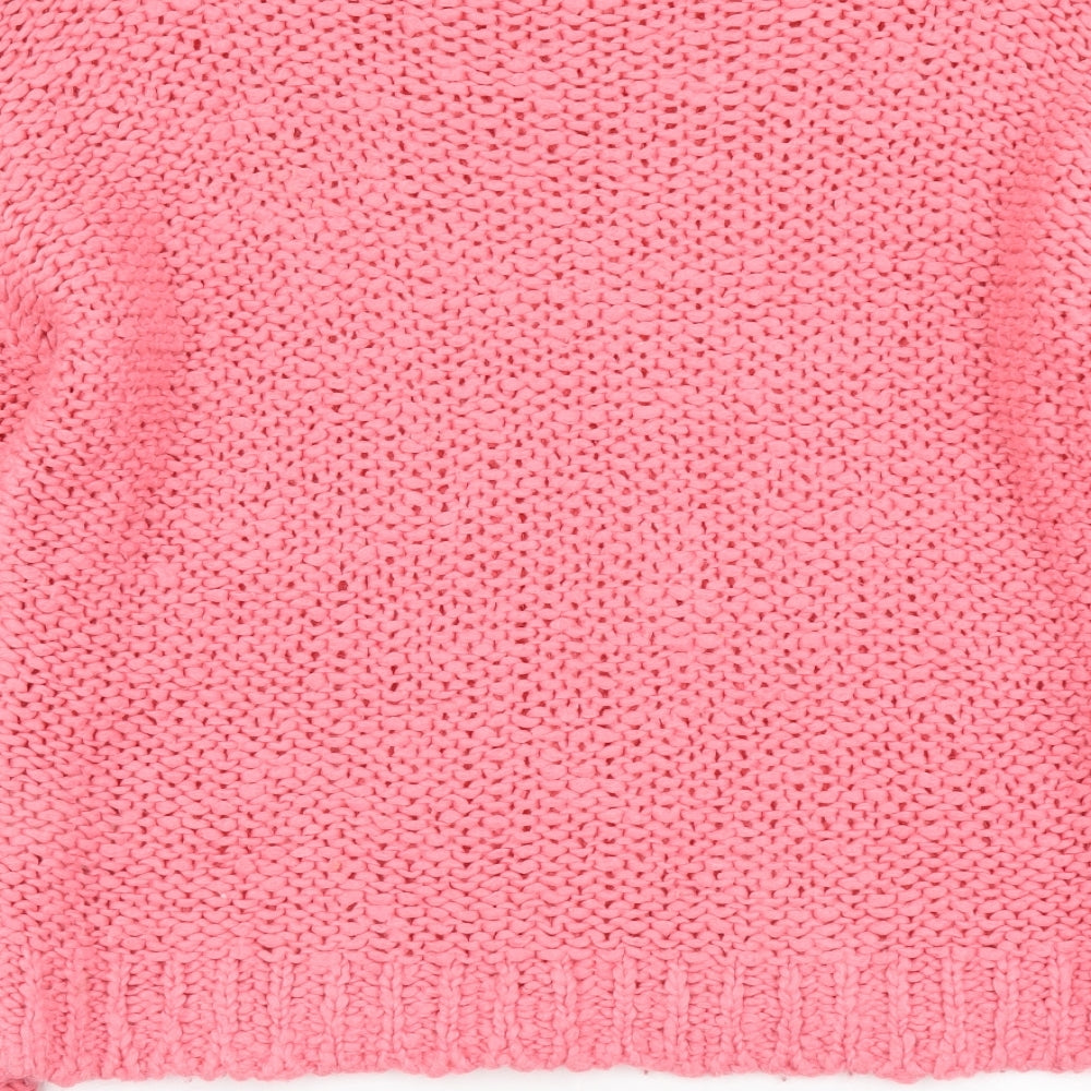 NEXT Womens Pink Scoop Neck Geometric Acrylic Pullover Jumper Size S