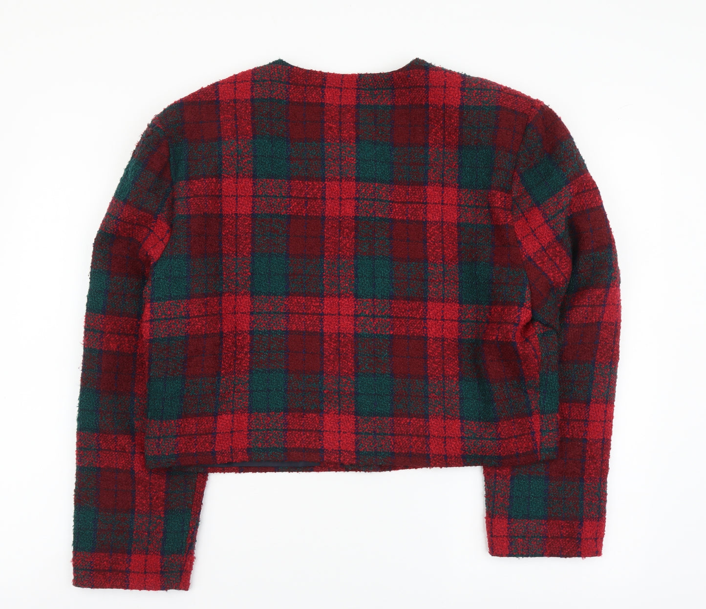 Sasha Womens Red Plaid Jacket Size 12 Button