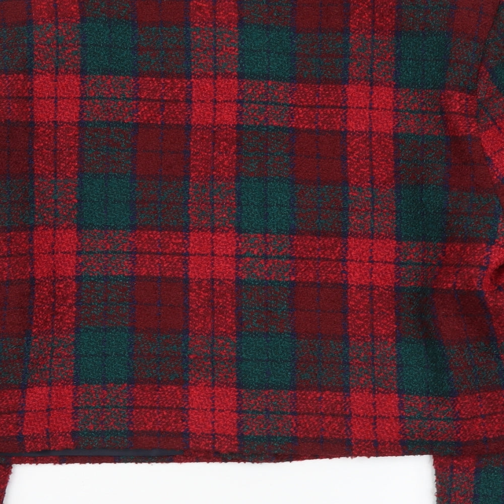 Sasha Womens Red Plaid Jacket Size 12 Button