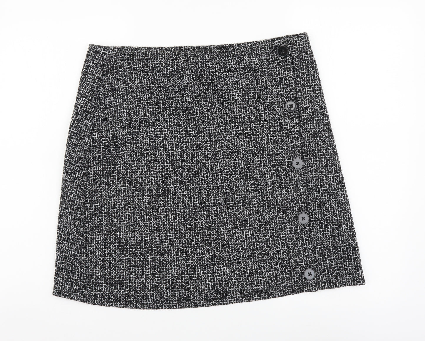 Papaya Womens Grey Geometric Polyester A-Line Skirt Size 12