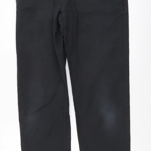 Easy Mens Grey Cotton Trousers Size 32 in L31 in Regular Button