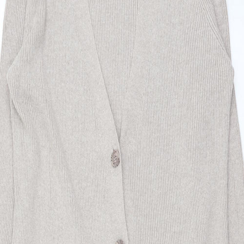 Primark Womens Beige V-Neck Polyester Cardigan Jumper Size M