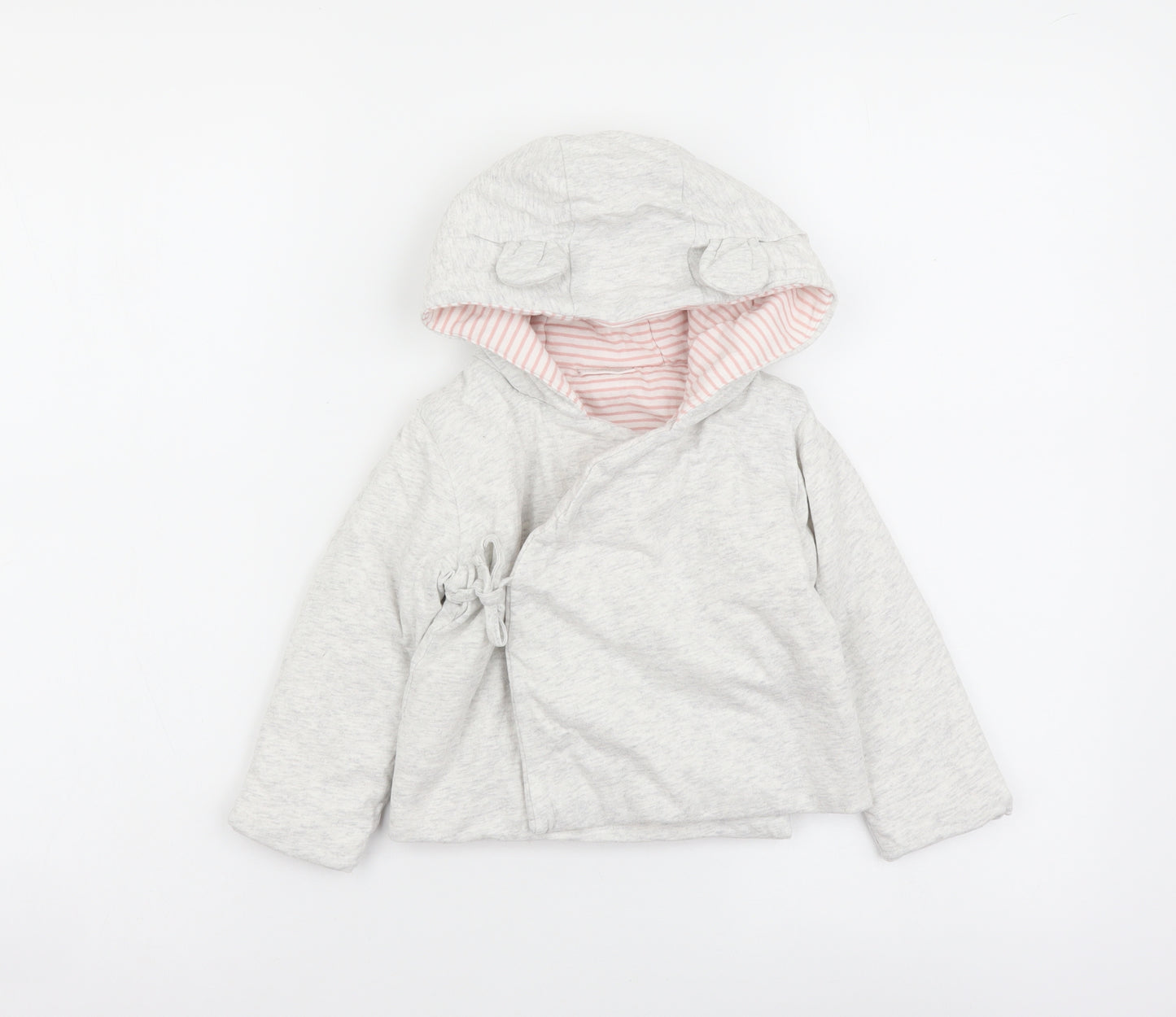 NEXT Girls Grey Jacket Coat Size 9-12 Months Tie