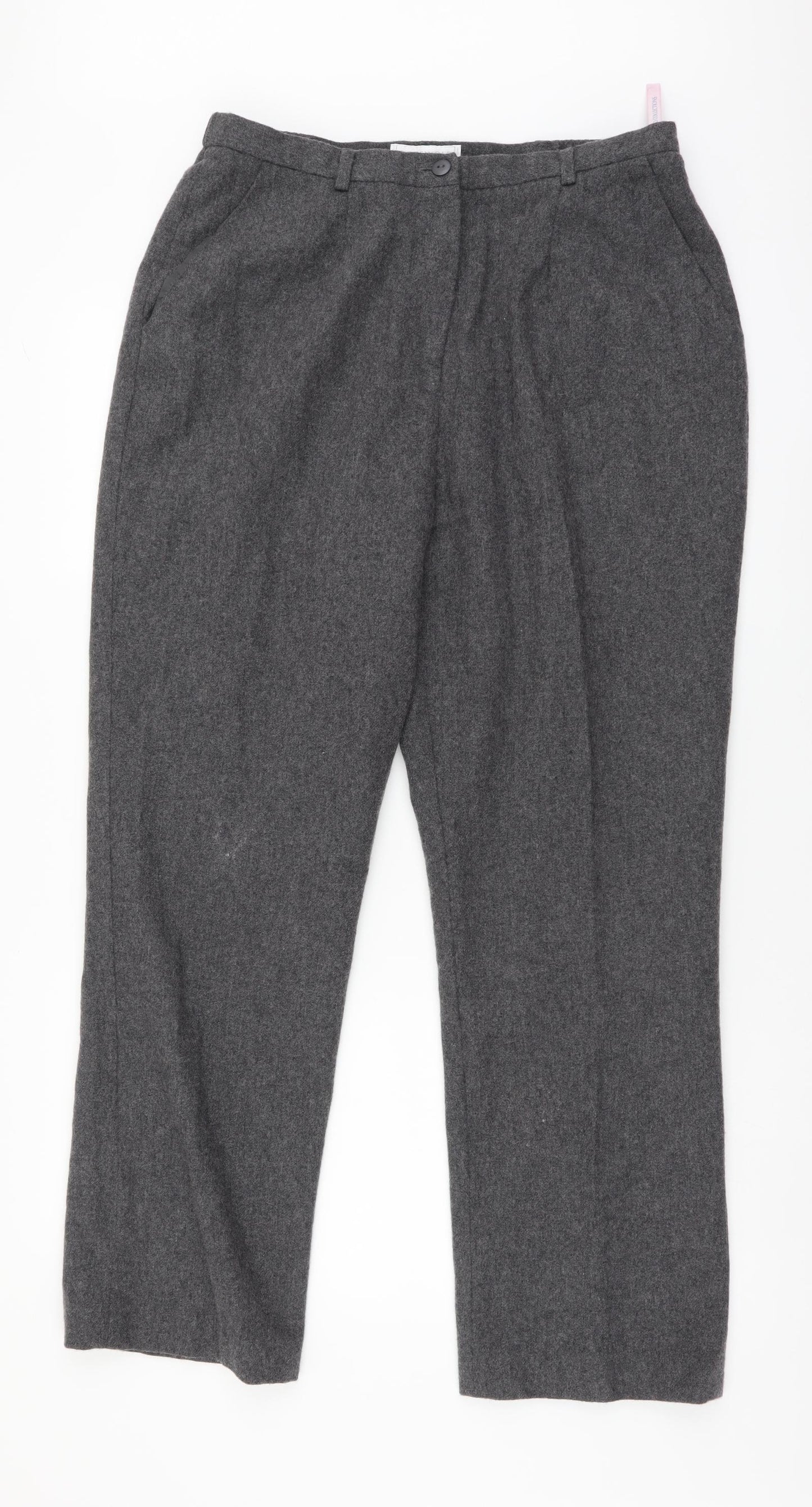 Cotswold Womens Grey Wool Trousers Size 16 L27 in Regular Button