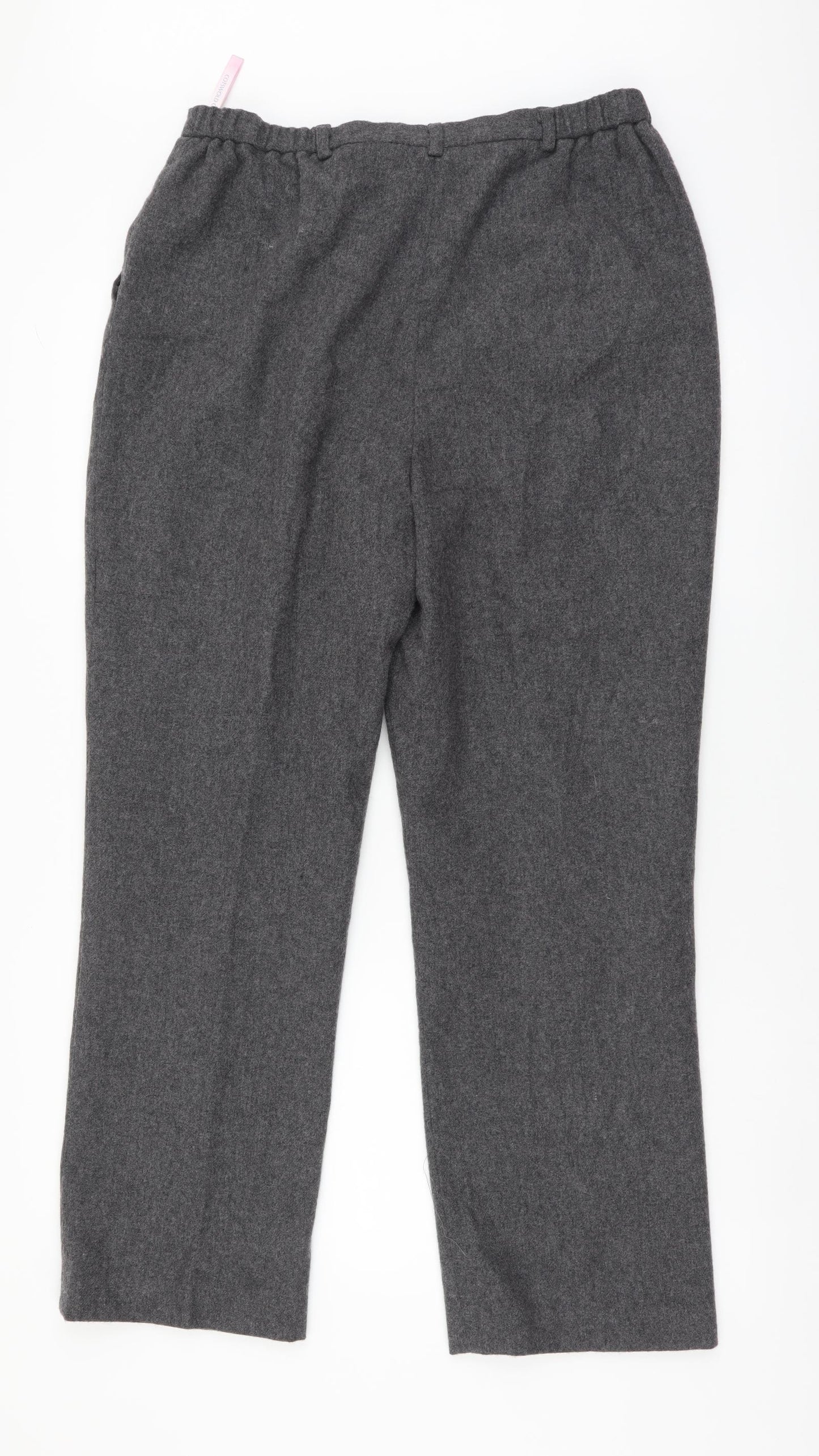 Cotswold Womens Grey Wool Trousers Size 16 L27 in Regular Button