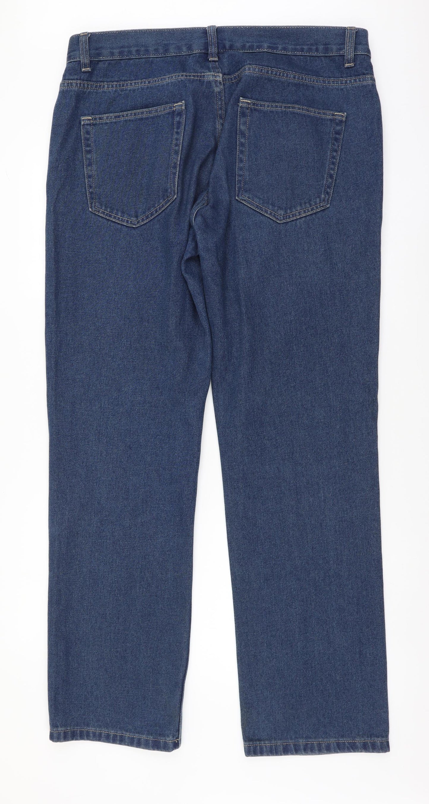 George Mens Blue Cotton Straight Jeans Size 37 in L31 in Regular Button