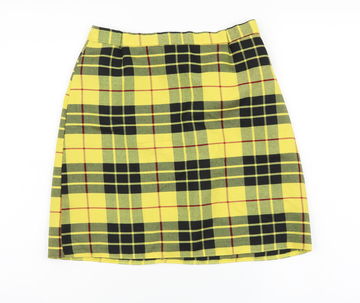 Primark Womens Yellow Geometric Polyester Bandage Skirt Size 10 Zip