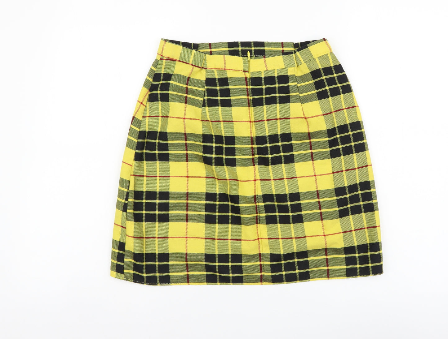 Primark Womens Yellow Geometric Polyester Bandage Skirt Size 10 Zip