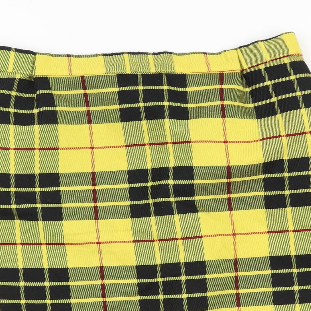Primark Womens Yellow Geometric Polyester Bandage Skirt Size 10 Zip