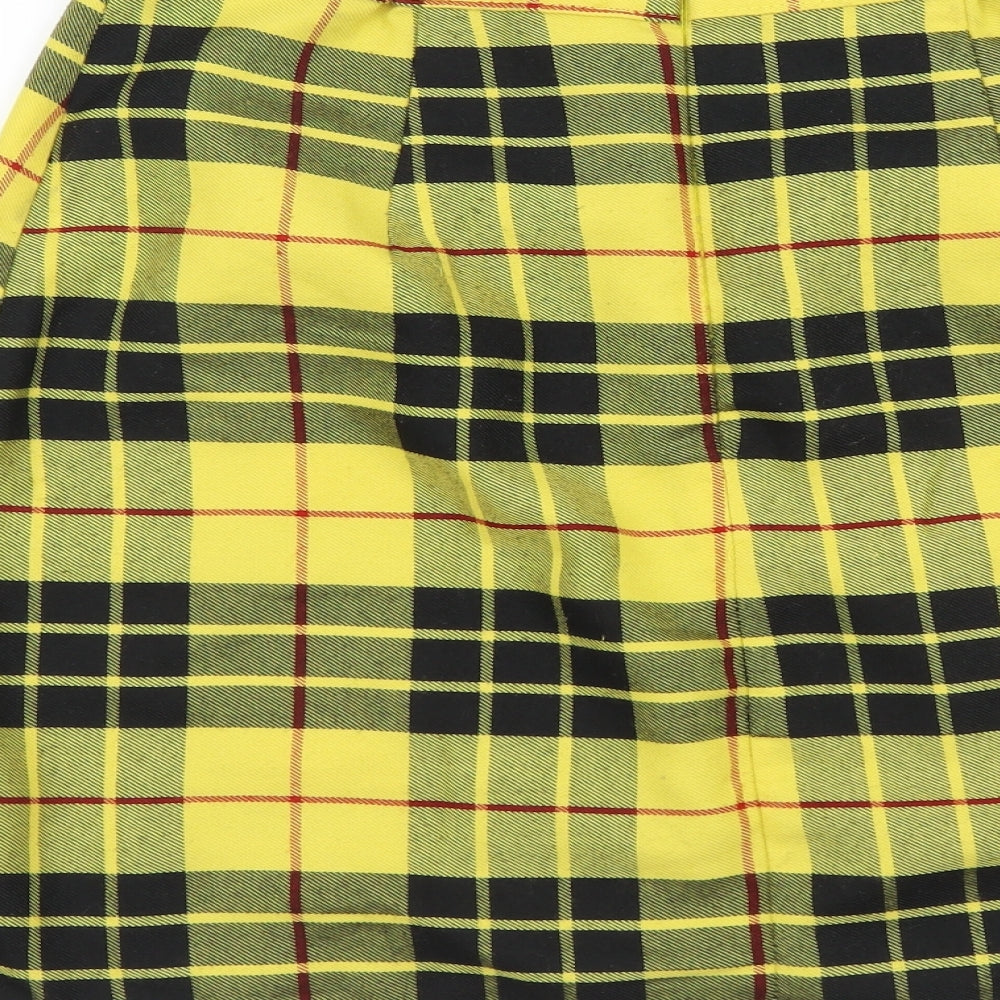 Primark Womens Yellow Geometric Polyester Bandage Skirt Size 10 Zip