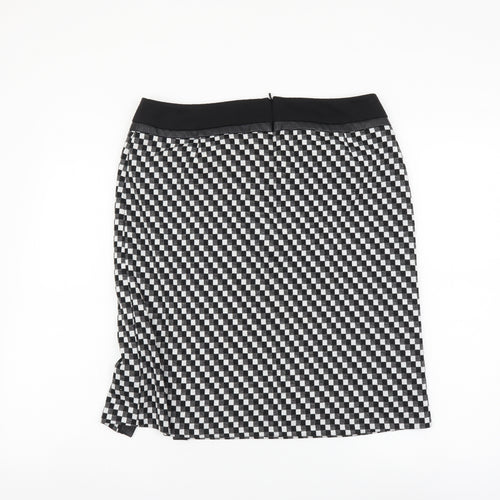 TU Womens Black Geometric Polyester A-Line Skirt Size 12 Zip
