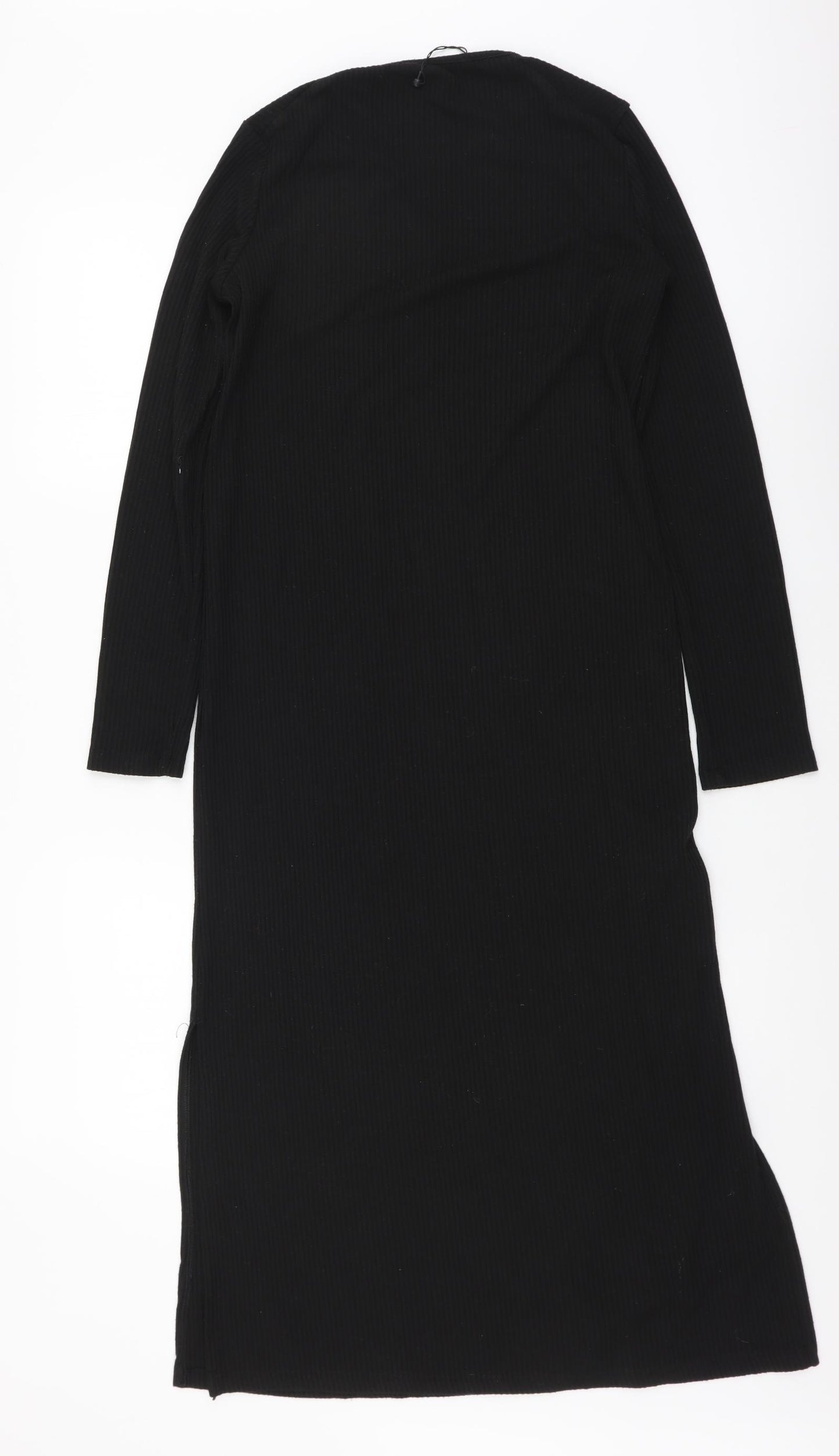 Mango Womens Black Polyester Jumper Dress Size S Round Neck Pullover - Ribbed