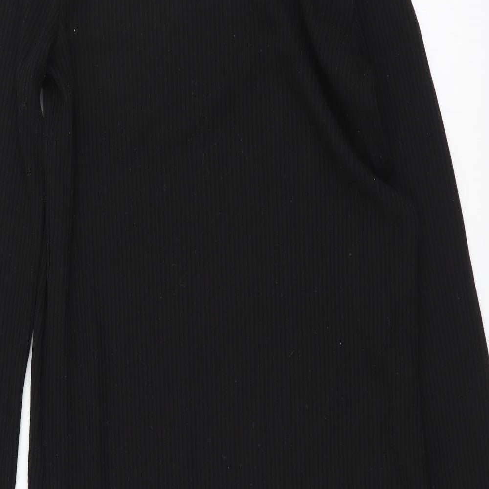 Mango Womens Black Polyester Jumper Dress Size S Round Neck Pullover - Ribbed