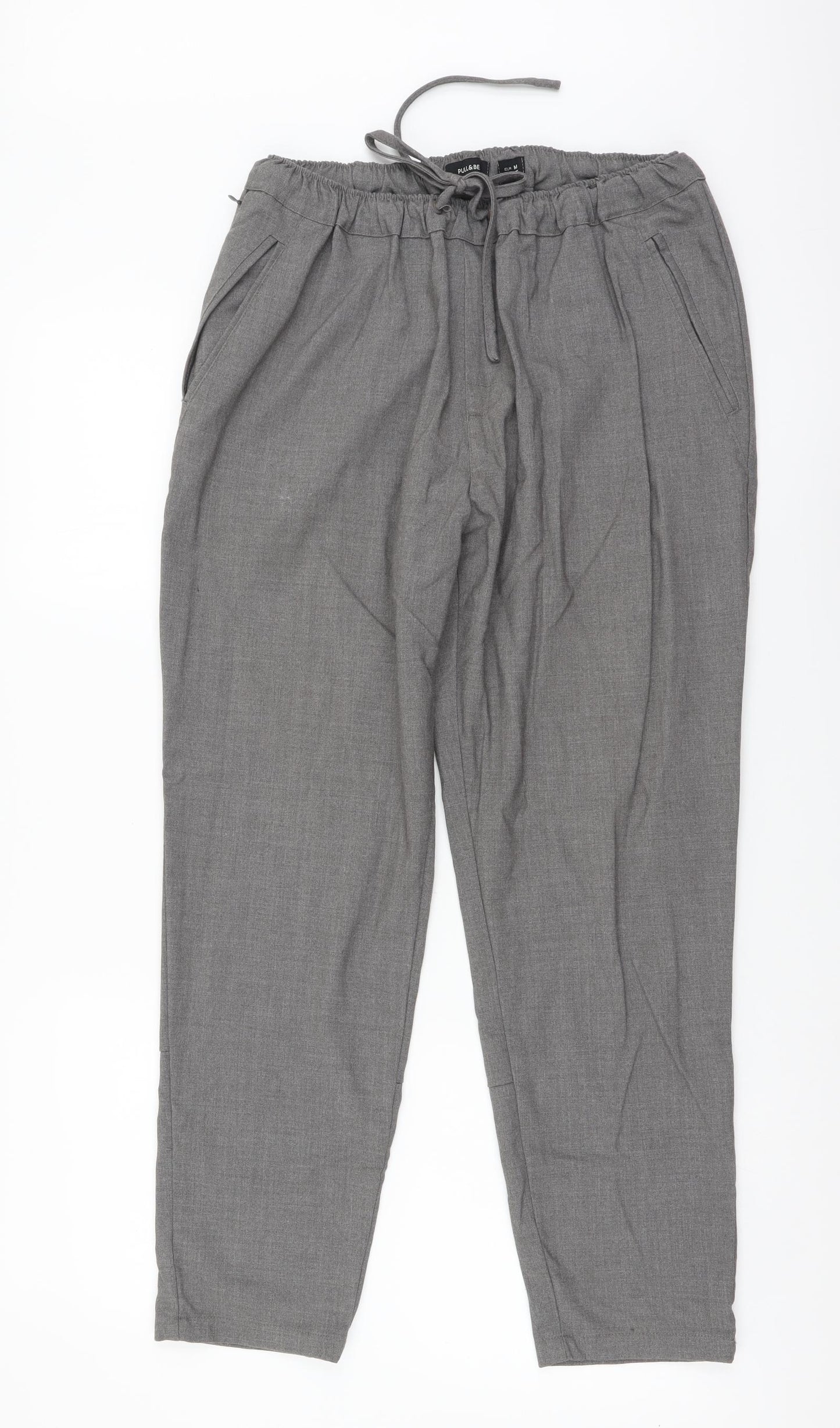 Pull&Bear Womens Grey Polyester Trousers Size M L25 in Regular Drawstring