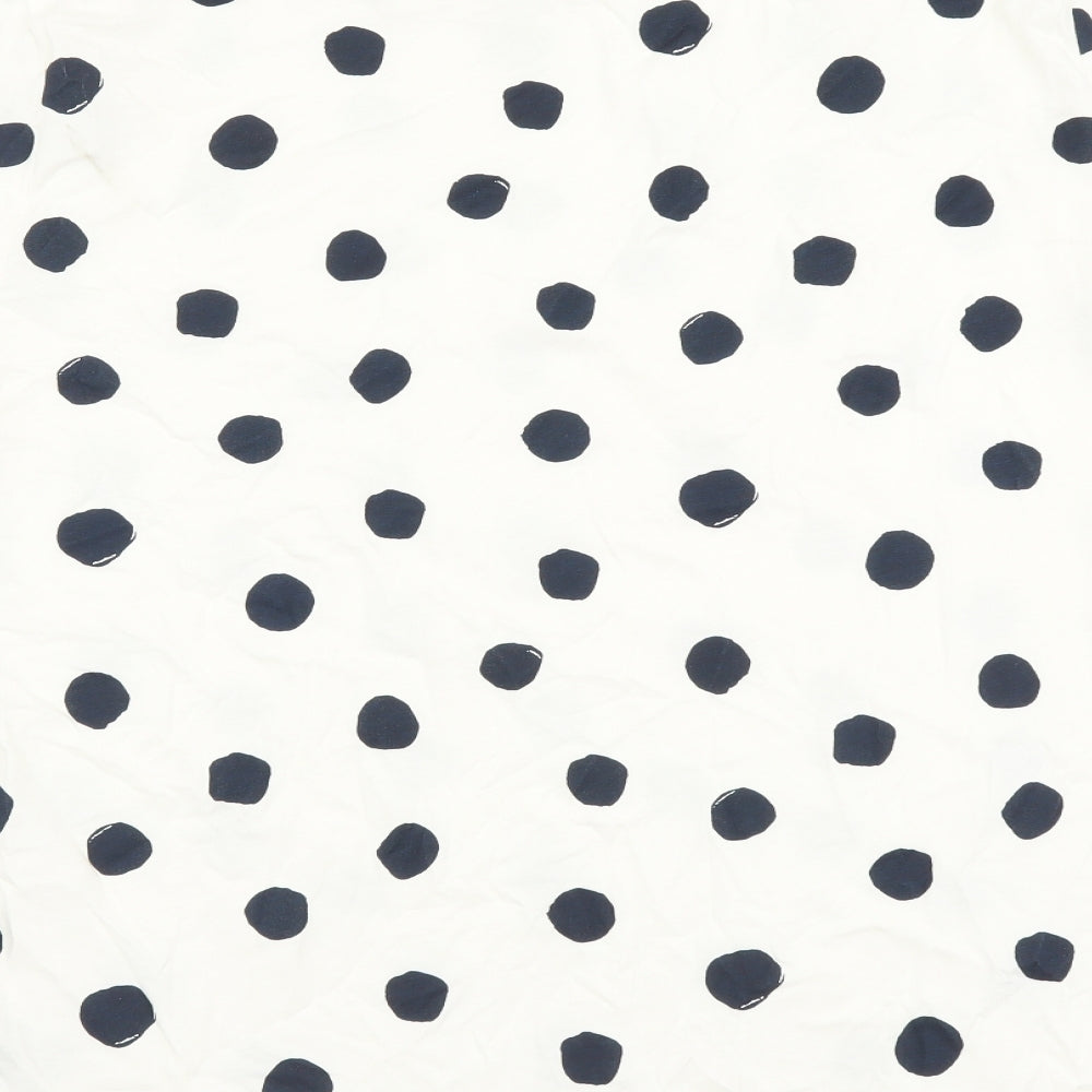Marks and Spencer Womens White Polka Dot Cotton Basic T-Shirt Size 12 Round Neck
