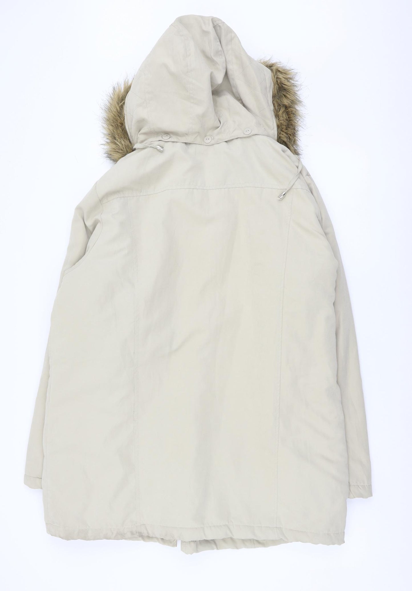 Sarah Hamilton Womens Beige Parka Coat Size 16 Zip