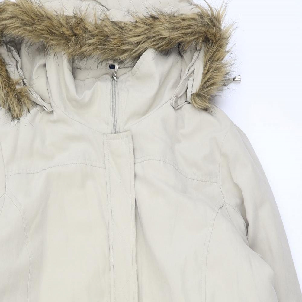 Sarah Hamilton Womens Beige Parka Coat Size 16 Zip